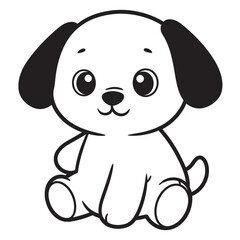 black and white silhouette of a stuffed dog vector on a white background