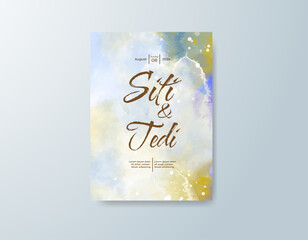 Wedding invitation with abstract watercolor background