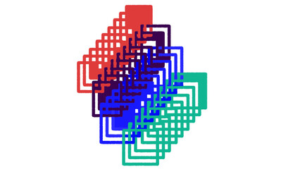 Abstract design with colorful squares overlapping each other, creating a modern and vibrant pattern