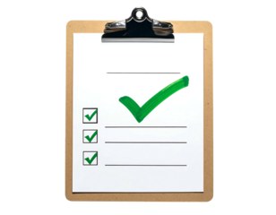 Clipboard with checklist and green check mark