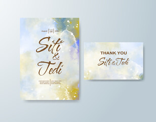 Wedding invitation with abstract watercolor background