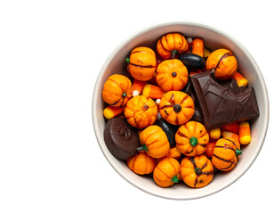 Halloween themed candies in a bowl