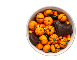 Halloween themed candies in a bowl