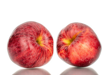 Red juicy apples isolated on white background, close-up.
