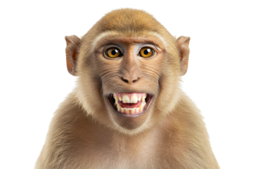 macaque monkey isolated on transparent cutout background, cut out, png