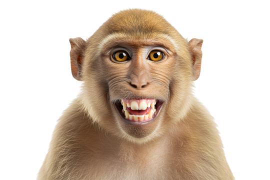 macaque monkey isolated on transparent cutout background, cut out, png