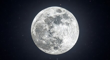 A luminous celestial sphere, the moon, shines brightly against a backdrop of speckled stars.