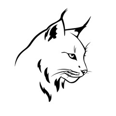 Obraz premium Lynx. Lynx simple black and white line art vector logo