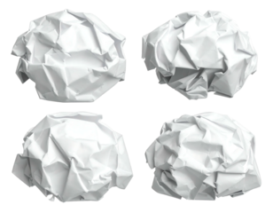 Four crumpled white paper balls
