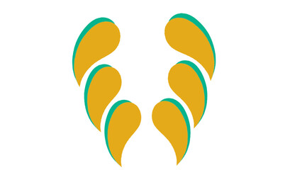 Abstract symmetrical design featuring gold and teal teardrop shapes for modern and eyecatching visuals