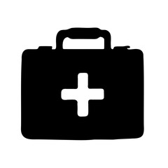Black first aid kit icon with a white medical cross symbol