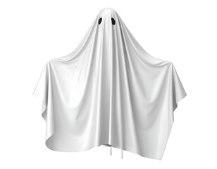 White ghost, draped in a flowing sheet, two black eyes