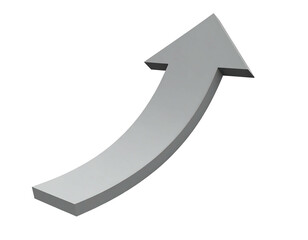 3D gray upward curving arrow