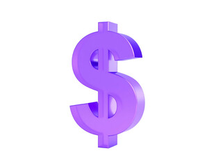 3D rendered vibrant purple dollar sign