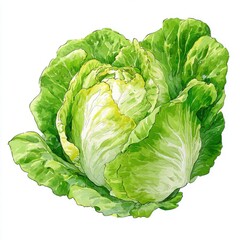 Obraz premium Fresh Green Cabbage Close Up on White Background