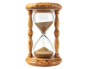 Wooden hourglass, sand flowing (1)