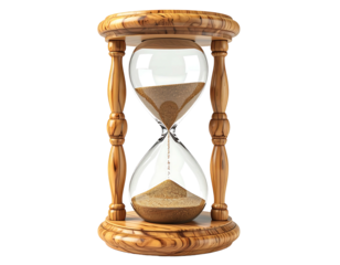 Wooden hourglass, sand flowing (1)