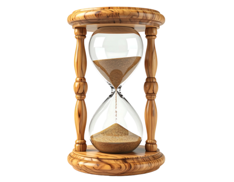 Wooden hourglass, sand flowing (1)