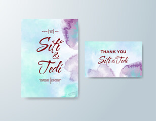 Wedding invitation with abstract watercolor background