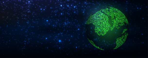 Futuristic map of the planet. World map. Abstract background with glowing planet Earth. Futuristic modern vector illustration.