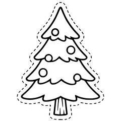 Christmas Tree Black and White Clipart PNG | Christmas Cliparts, Cute Holiday Doodles, Festive Line Art Illustrations, Printable Crafts & Coloring Pages