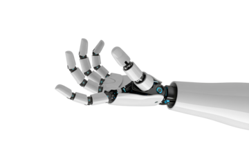Gesturing robot hand isolated on white background, cut out, png