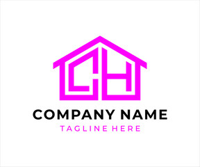 The logo design combines the letters CH and a house, using the color purple.