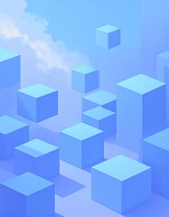 Obraz premium Light blue cubes against a soft sky