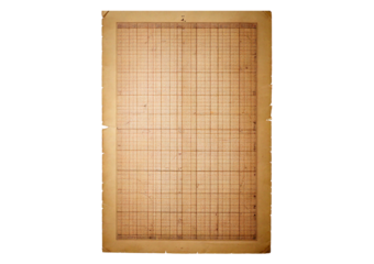 Antique graph paper with large square grid patterns and subtle aging marks, isolated on transparent or white background