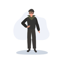 cartoon thief burglar character masked man in black outfit