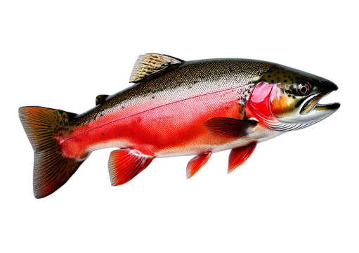 Detailed illustration of a realistic trout fish isolated on transparent or white background