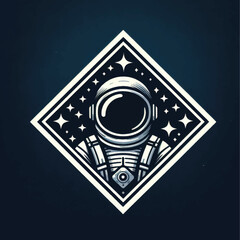 astronaut graphic design space exploration emblem vintage style retro illustration futuristic design space suit. © Ridwan