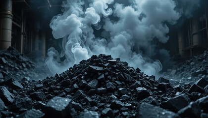 Coal mining process underground site atmospheric photography industrial environment close-up view energy production