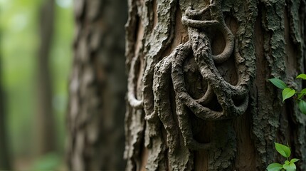 Tree Trunk with Vines, Forest, Nature, Close-up, Texture.
