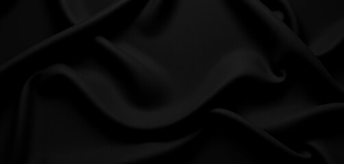 Obraz premium Deep black textile, subtly undulating waves, rich matte texture, background, velvet