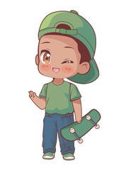 Skater anime chibi boy character © Logan