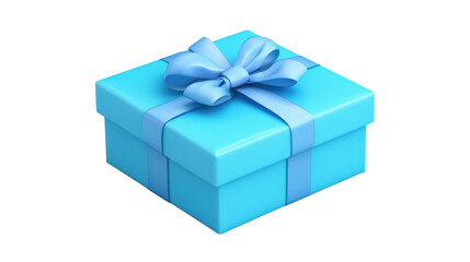 Obraz premium Blue Gift Box With Ribbon isolated on a transparent background 1