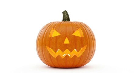 Spooky carved pumpkin glows with warm light, perfect for Halloween celebrations