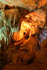 caves at the ha long bay in vietnam