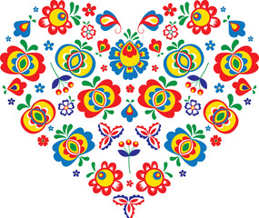 Moravian folklore ornaments folded into a heart shape