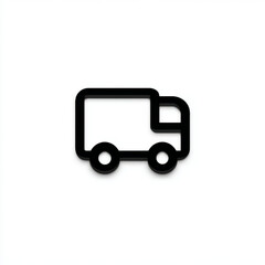 Delivery Truck Outline Icon, black and white, shipping and logistics symbol with copy space