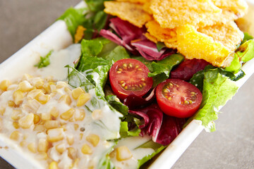 Fresh vegetable salad on plate