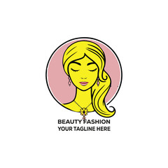 Beauty Fashion Logo Design – Elegant Woman Face Icon for Salon, Spa, Cosmetics, Makeup, Hair and Lifestyle Branding
