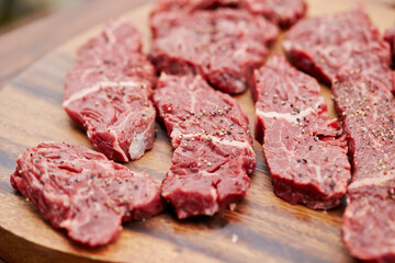 raw meat on a cutting board
