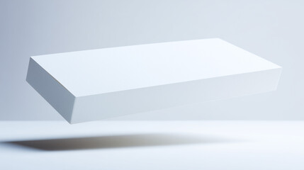An elegant business card floating in mid-air against a clean, minimalist white background.