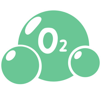 2d illustration of oxygen molecule O₂, symbolizing air, science, chemistry, biology, atmosphere, environment, nature, sustainability, breathing, and essential life element.
