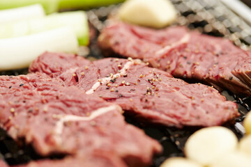 grilled beef steak on grill