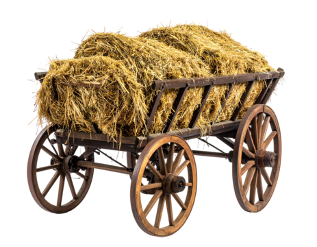 Wooden hay wagon, full of straw bales