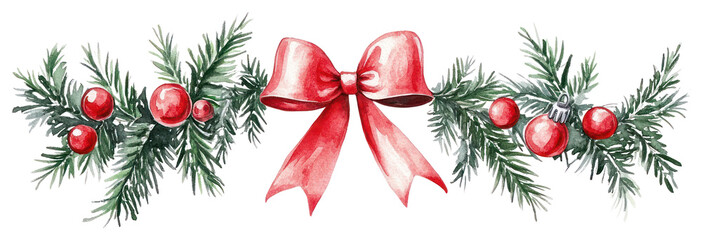 PNG Watercolor border Silver Bell and red bow illustration christmas art.