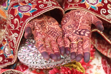 mehndhi hands with intricate design. an indian tattoo